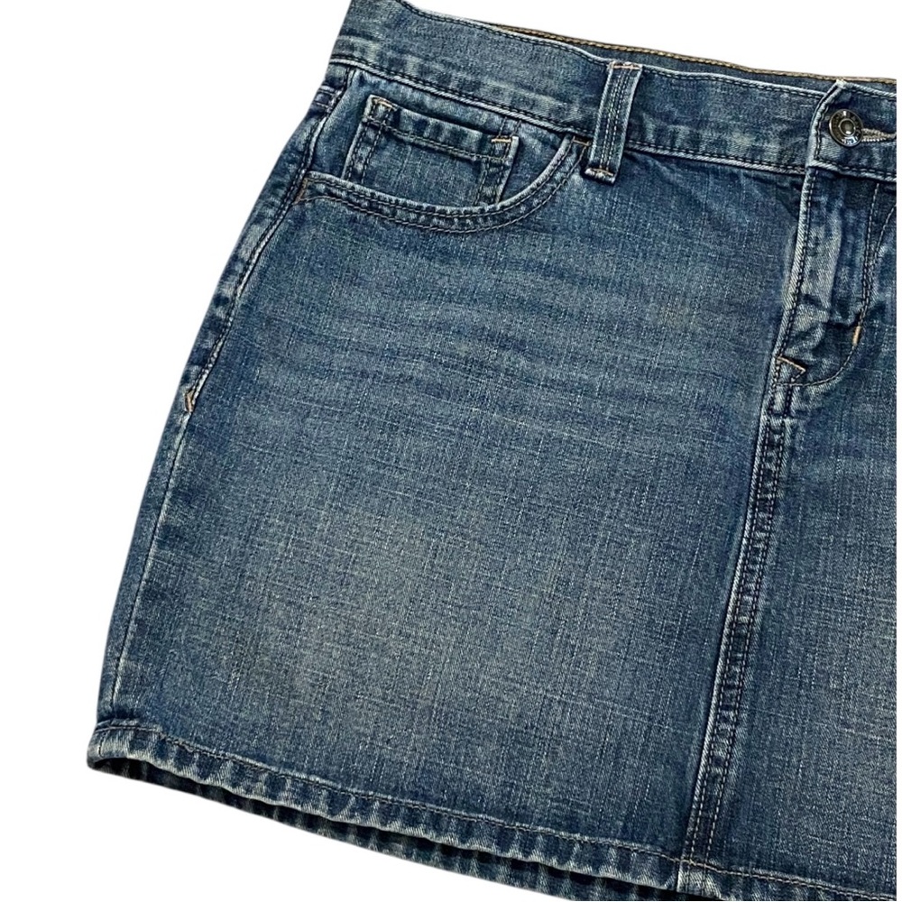 Old Navy Y2K Low Rise Denim Mini Skirt 10 Cowgirl Western McBling Medium Wash - Picture 3 of 11